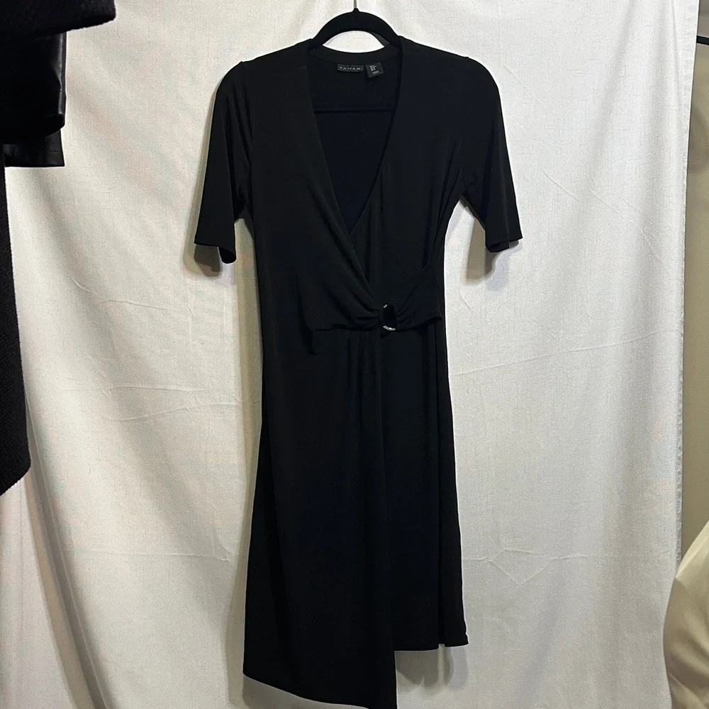 Tahari Black Wrap Dress - Picture 6 of 7